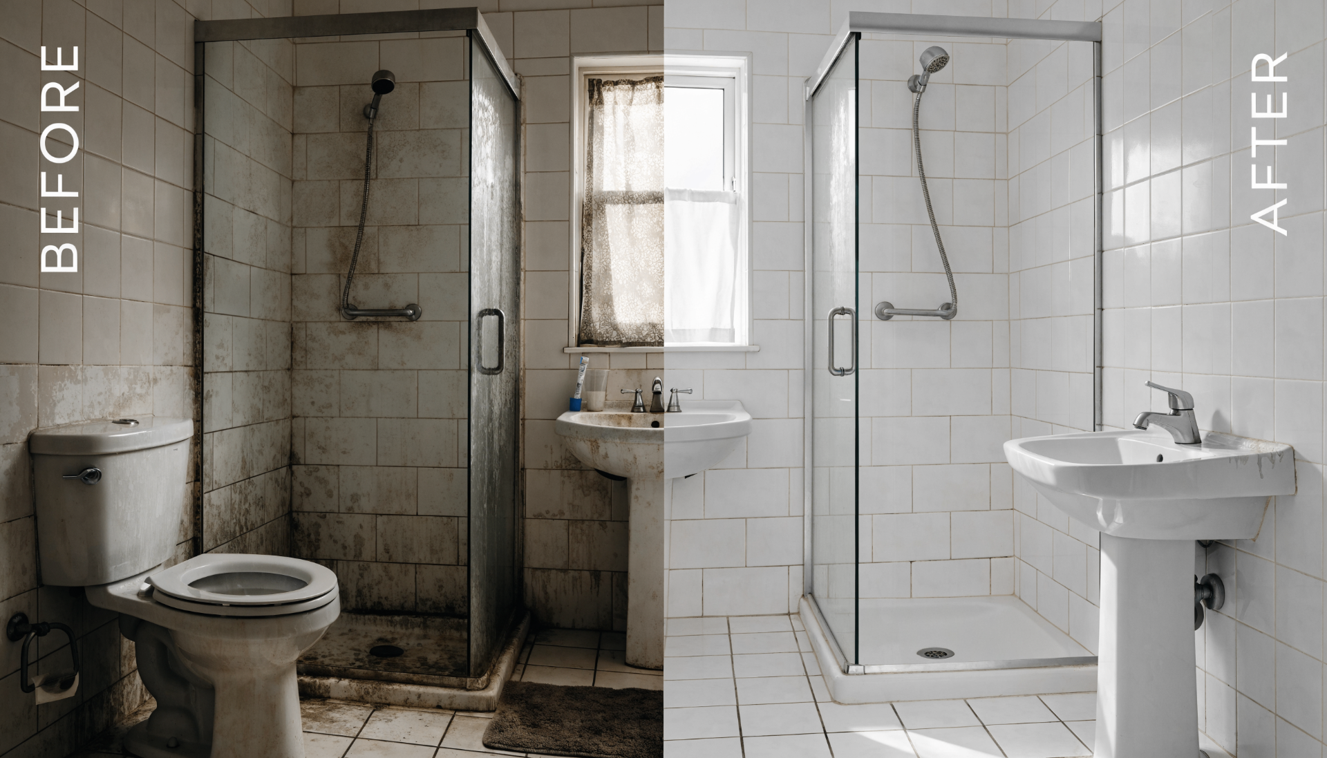 Bathroom cleaning before and after transformation